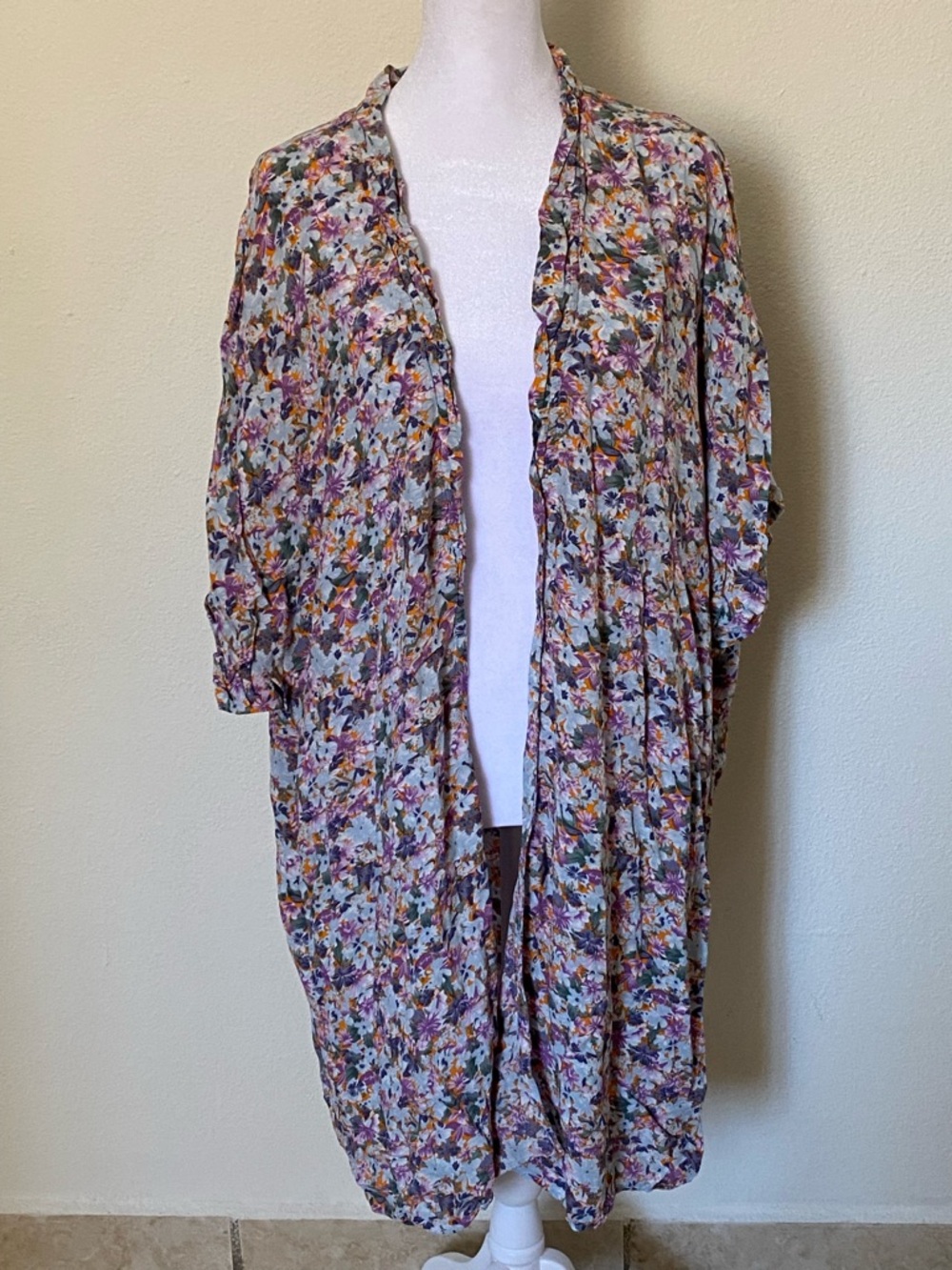 Boii Kimono-Style Duster Cardigan Floral Open-Front Longline Boho Flowy OS Twee